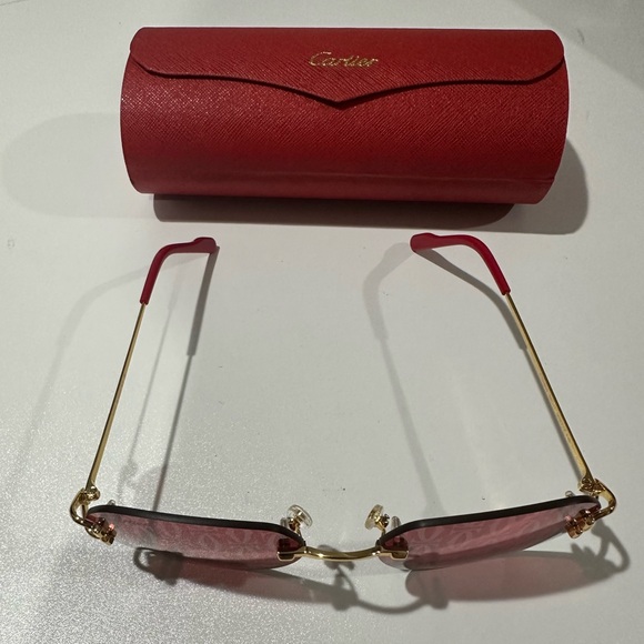 Cartier Geometric Frame Sunglasses Pink / Red BRAND NEW - Picture 11 of 11